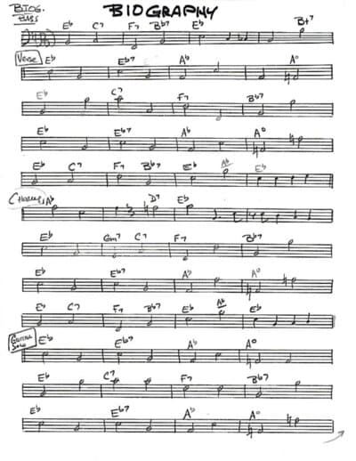 Lead sheet for Biography