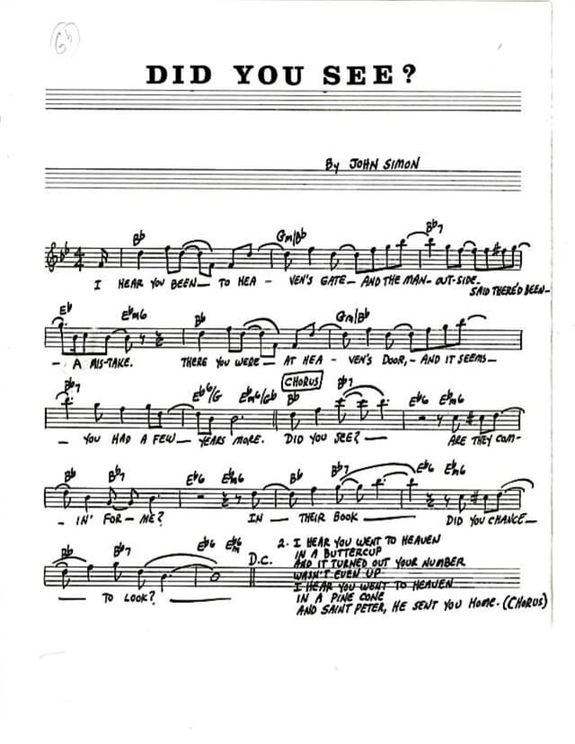 Lead sheet for Did You See?