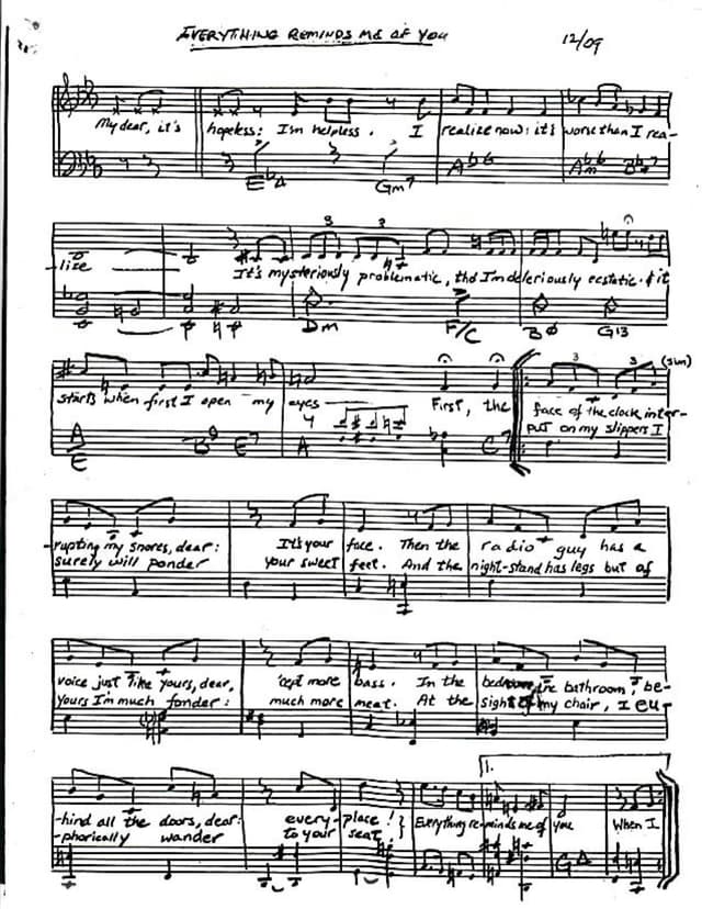 Lead sheet for Everything Reminds Me of You