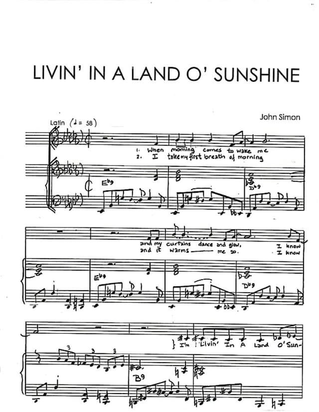 Lead sheet for Livin' in a Land of Sunshine