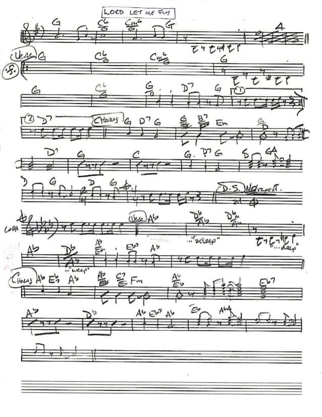 Lead sheet for Lord, Let Me Fly