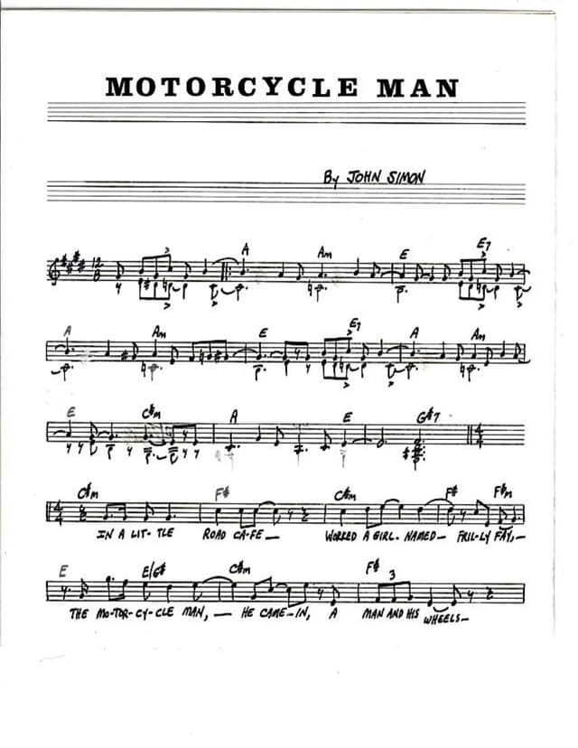 Lead sheet for Motorcycle Man