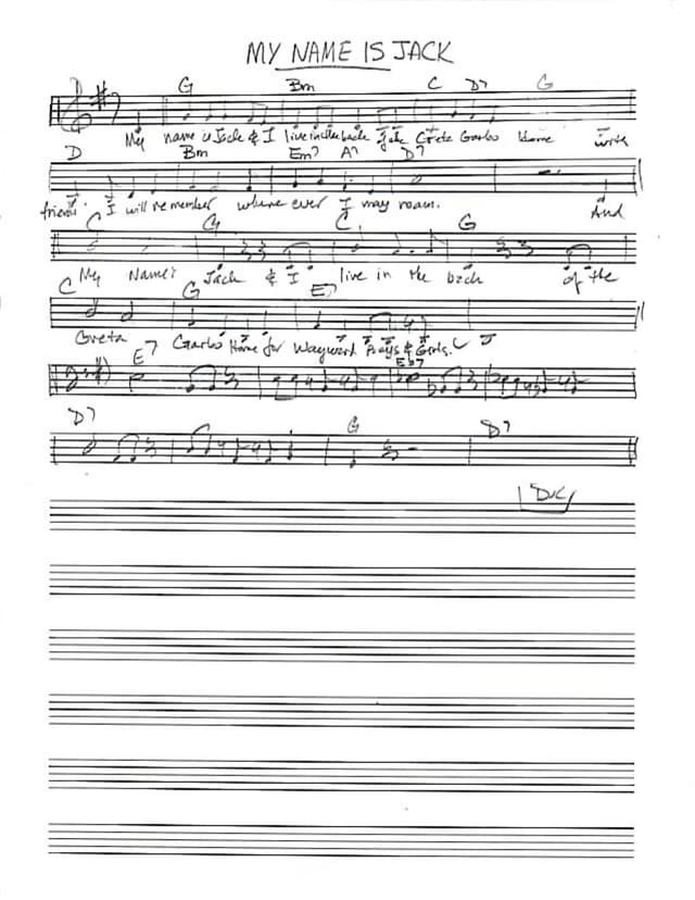 Lead sheet for My Name Is Jack