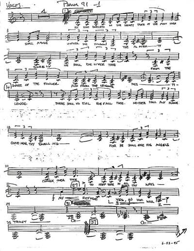 Lead sheet for Psalm 91