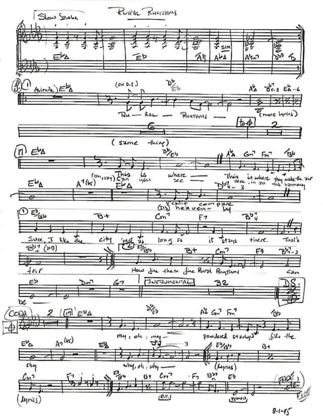 Lead sheet for Rural Rhythms