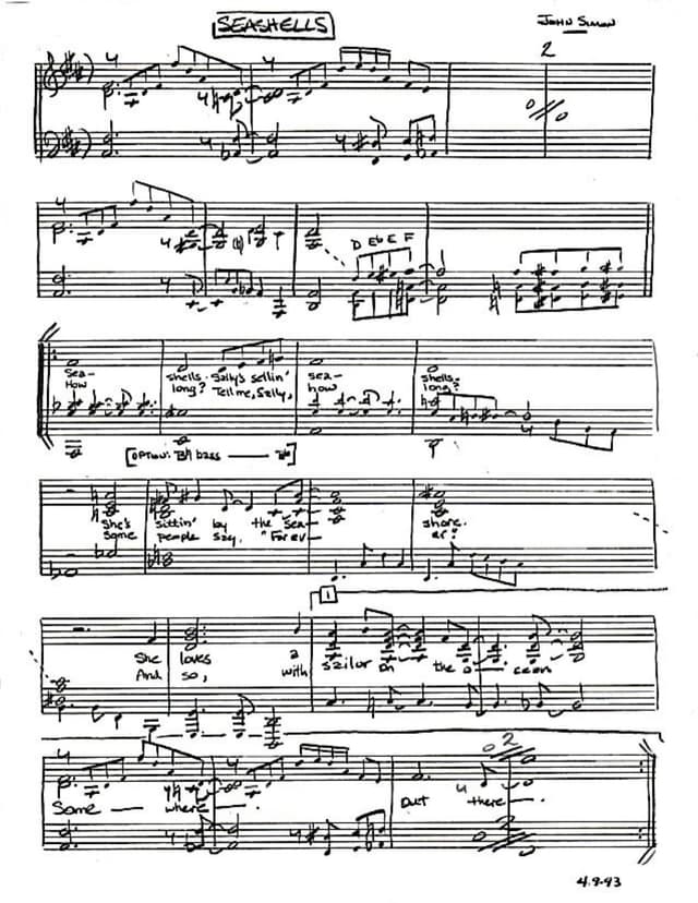 Lead sheet for Seashells