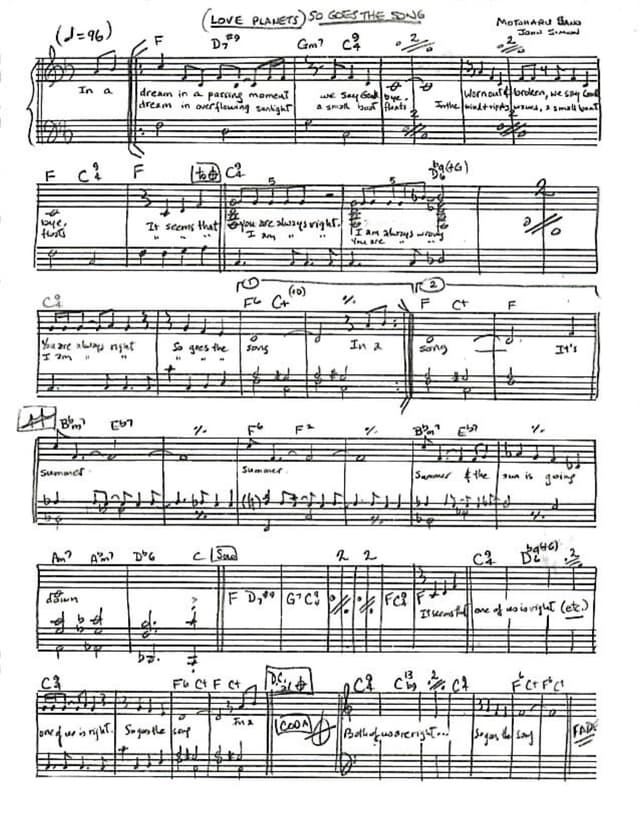 Lead sheet for So Goes the Song