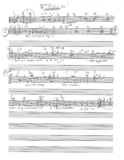 Lead sheet for Strollin'