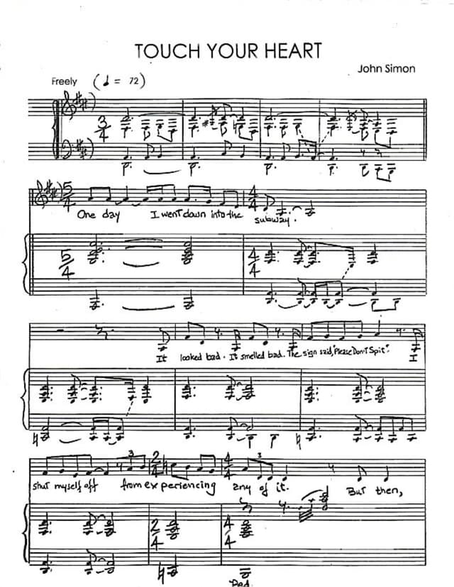 Lead sheet for Touch Your Heart