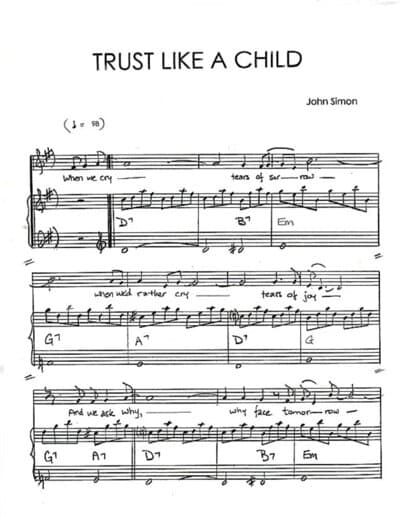 Lead sheet for Trust Like a Child