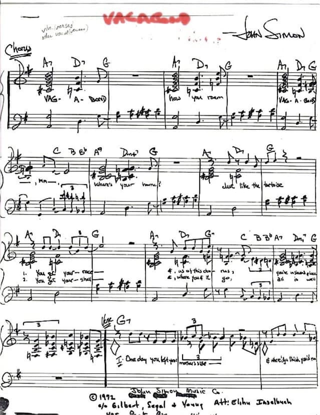 Lead sheet for Vagabond
